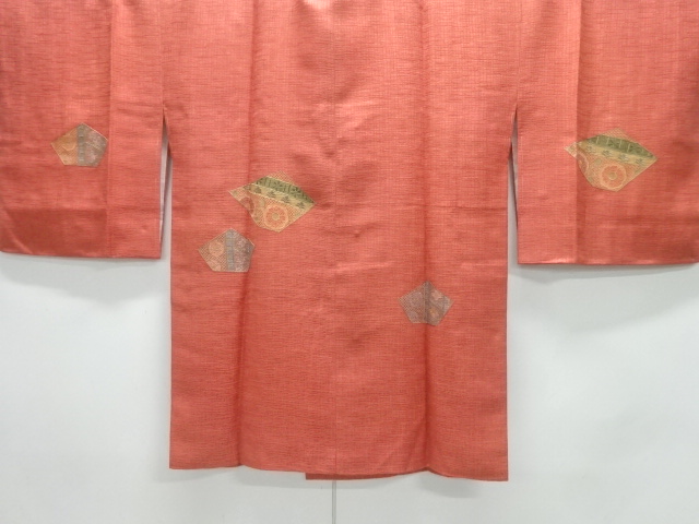 未使用品　汕頭刺繍陶片に花模様絵羽道行コート